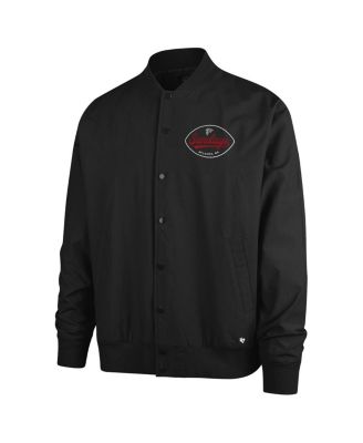 47 Brand Men's Black Atlanta Falcons Sundays Euro Step Twill Full-Button Bomber Jacket