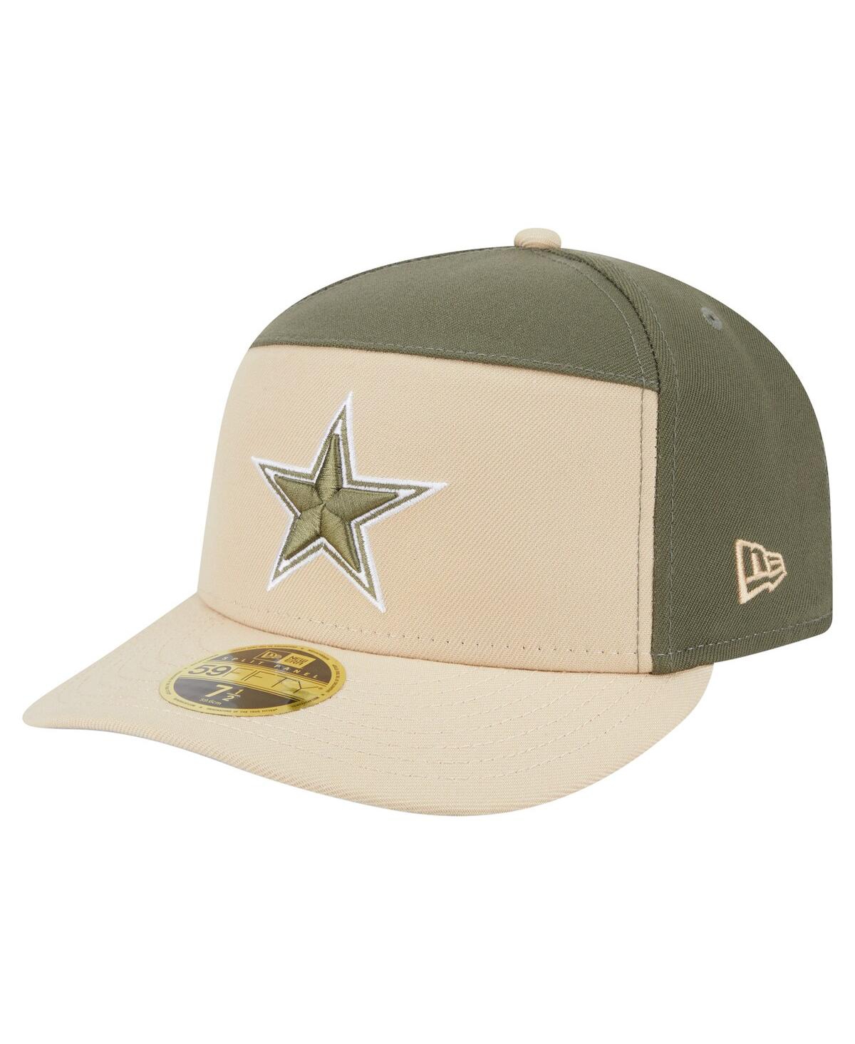 New Era Men's Light Beige/Olive Dallas Cowboys 2-Tone Color Pack Split Panel 59FIFTY Fitted Hat - Light Beige, Olive