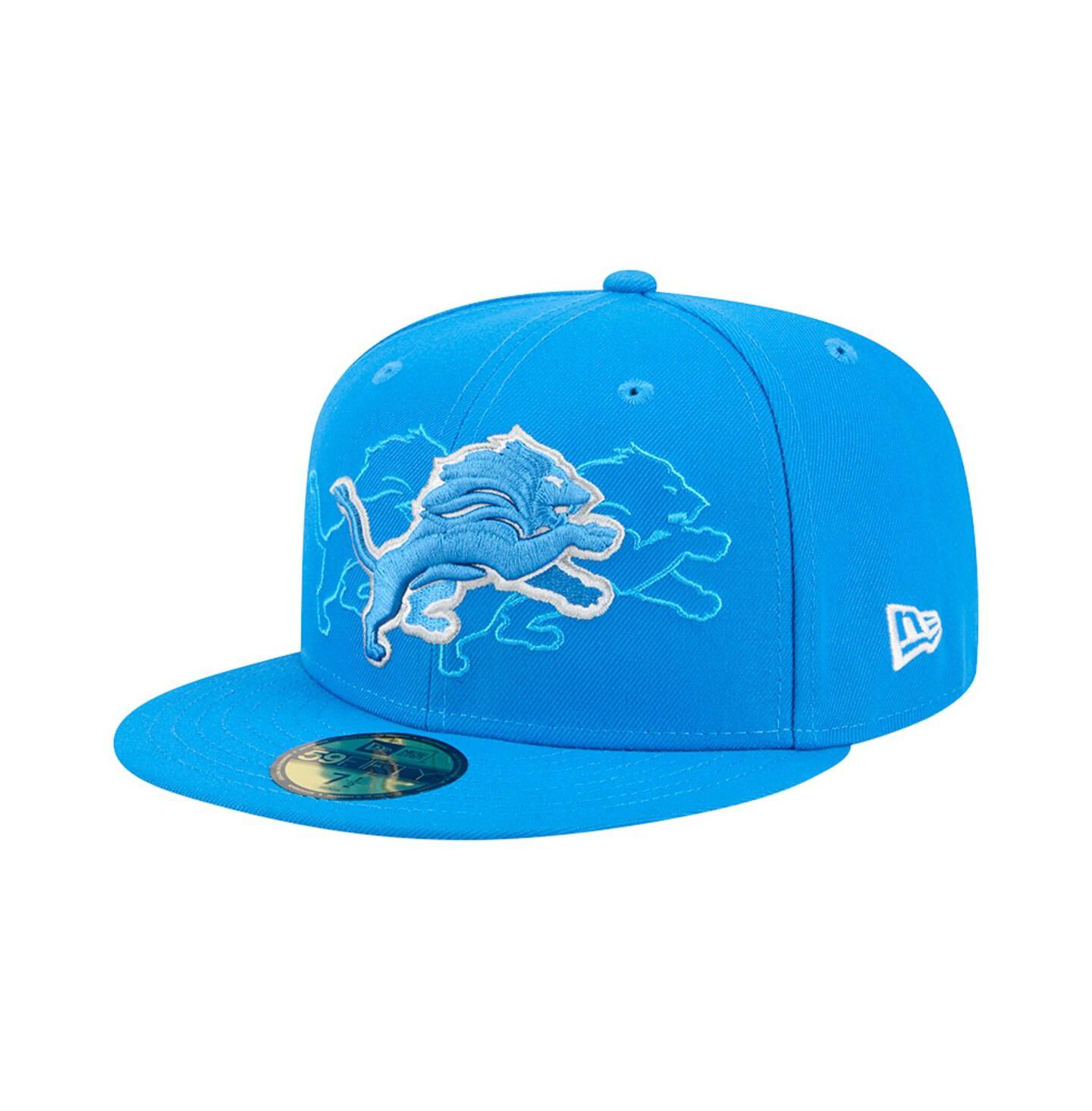 Мужская кепка New Era Blue Detroit Lions Tri-Hit 59FIFTY Fitted Hat — фото 1