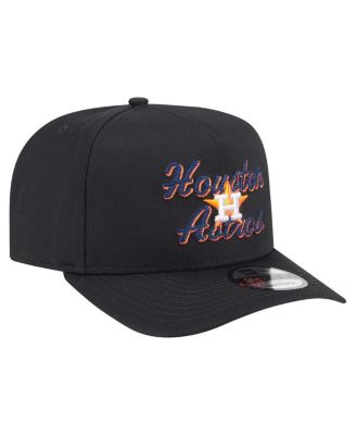 Men's Black Houston Astros Chainstitch 9FIFTY A-Frame Snapback Hat