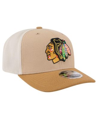 Men's Tan/Light Brown Chicago Blackhawks Two-Tone Trucker 9SEVENTY Stretch Snap Adjustable Hat