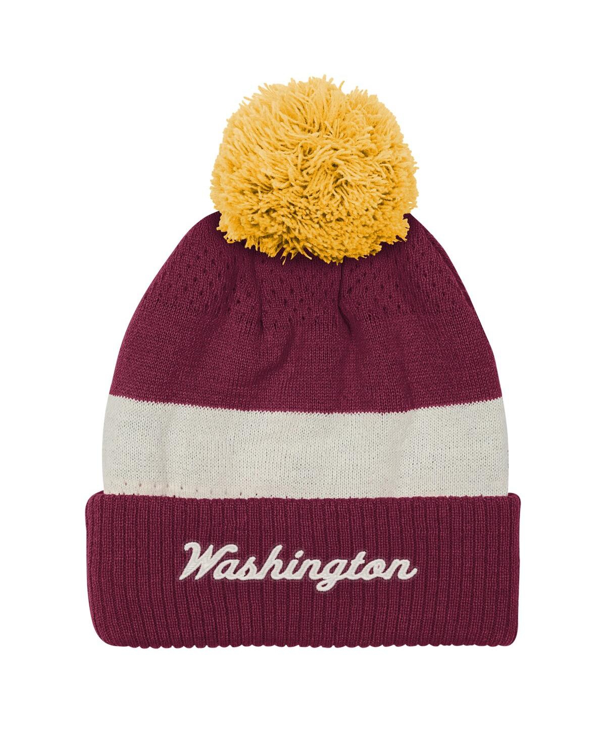 Outerstuff Big Boys And Girls Burgundy Washington Commanders Modern Fan Cuffed With Pom Knit Hat In Multi