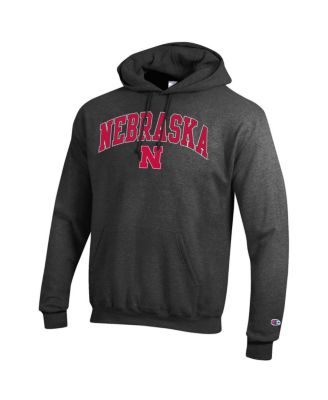 Men's Charcoal Nebraska Huskers Arched Logo Fleece Pullover Hoodie