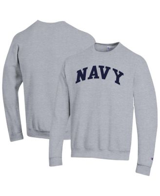 Champion - Men's Heather Gray Navy Midshipmen Basic Arch Fleece Pullover Sweatshirt