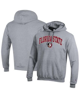 Men's Heather Gray Florida State Seminoles Arched Logo Fleece Pullover Hoodie