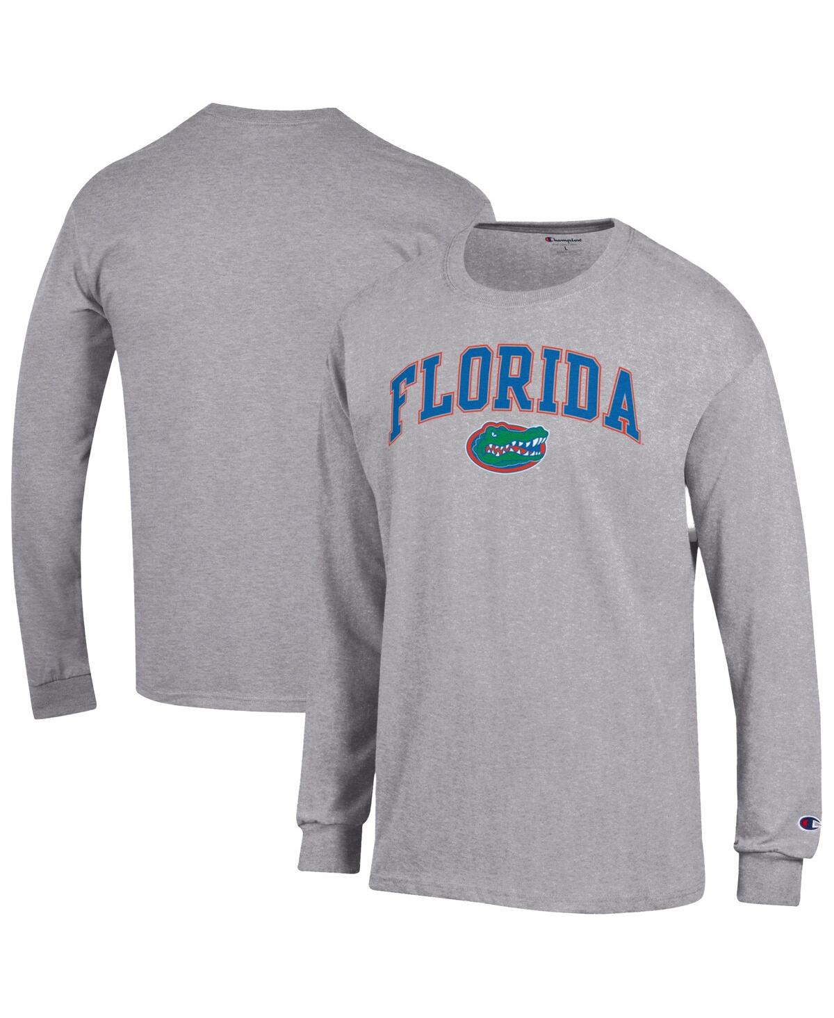 Champion Men's Champion Orange Florida Gators Arch Over Logo Long sleeves T-Shirt - Heather Gray