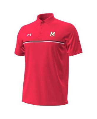 Men's Red Maryland Terrapins Performance Drive Chest Stripe Polo Shirt