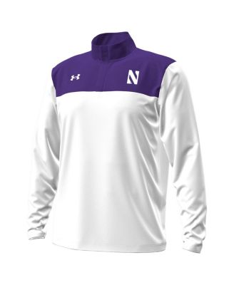 Men's White/Purple Northwestern Wildcats Green Blocked Quarter-Zip Pullover Hoodie