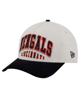 Men's Cream/Black Cincinnati Bengals Head Two-Tone Sided Corduroy 9FORTY A-Frame Adjustable Hat
