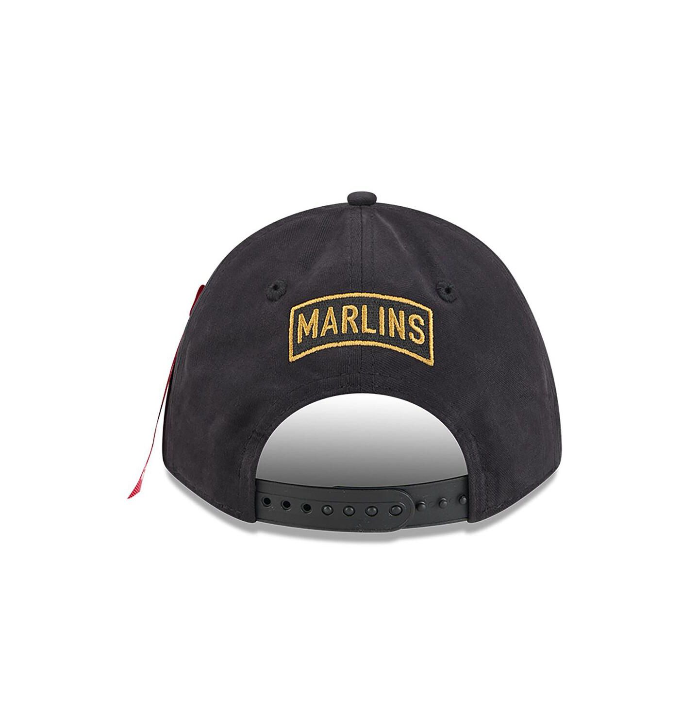 Мужская кепка New Era Black Florida Marlins A-Frame 9FORTY Adjustable Hat — фото 2