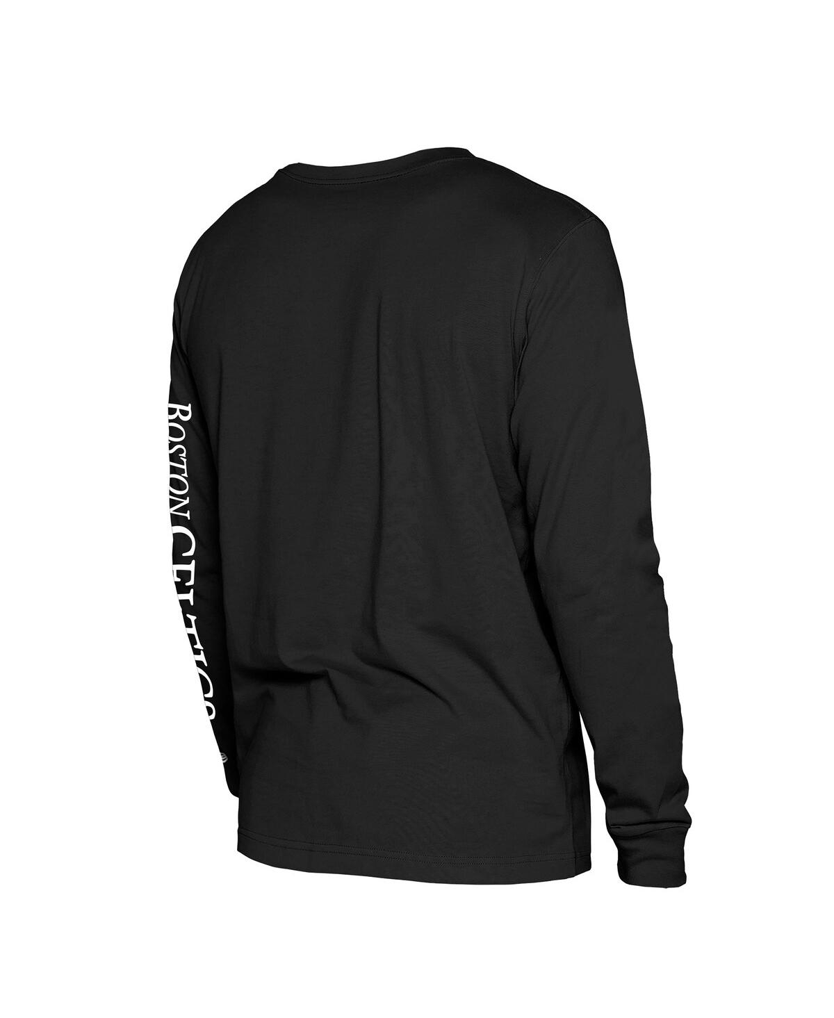 New Era Men's Black Boston Celtics Old School Sport Long Sleeve T-shirt In Black