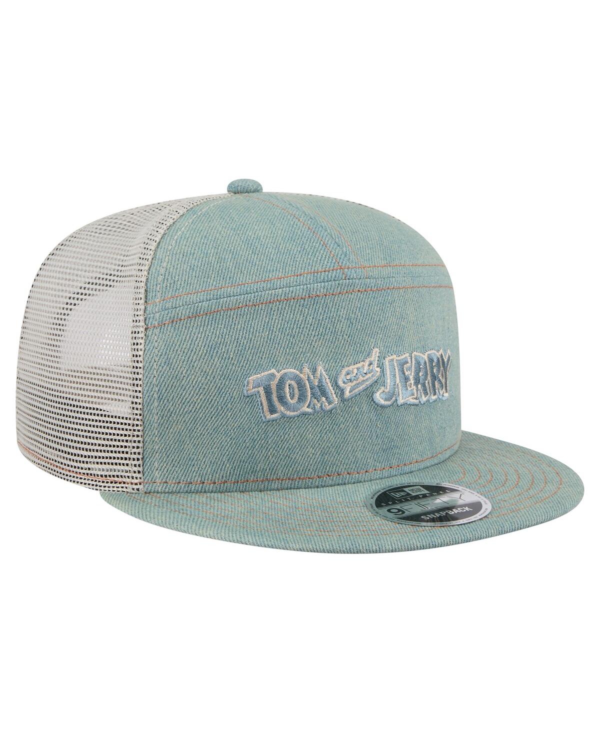 New Era Men's Denim Tom And Jerry Denim 9fifty Snapback Hat In Blue
