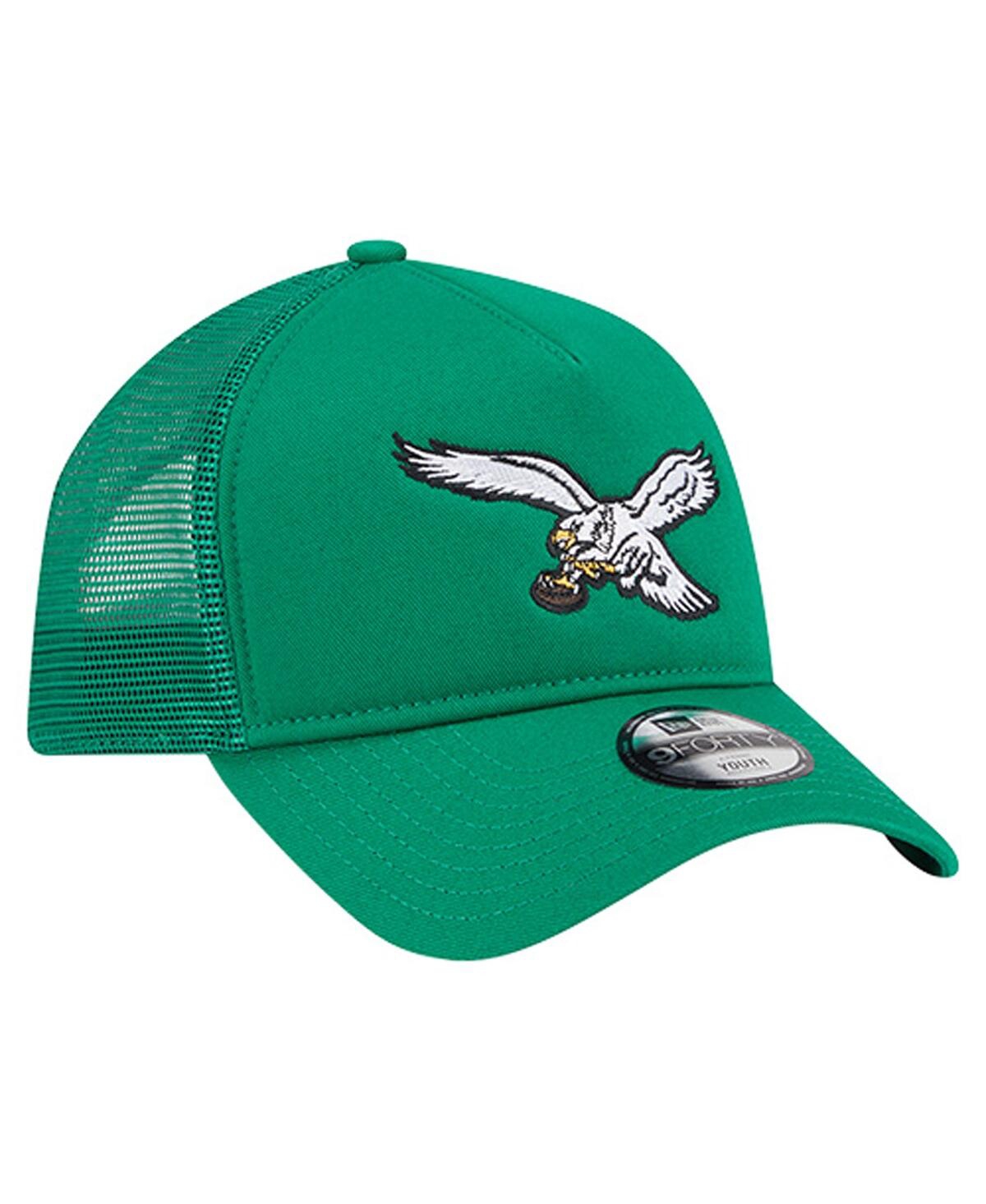 New Era Preschool Kelly Green Philadelphia Eagles Main A-frame 9forty Adjustable Hat In Gray