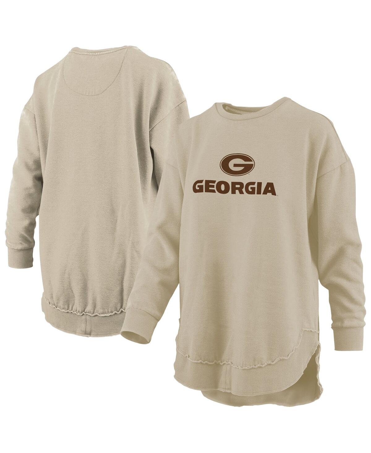 Pressbox Women's Tan Georgia Bulldogs Poncho Fleece Pullover Sweatshirt In Neutral