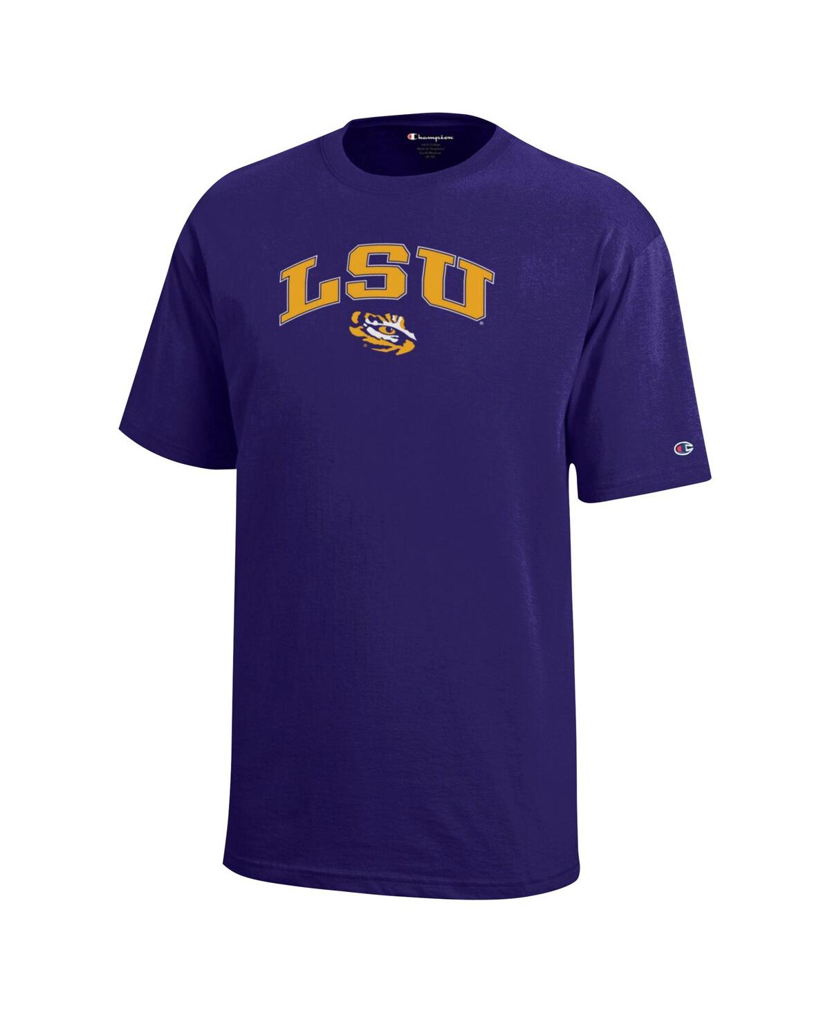 Champion Big Boys And Girls Purple Lsu Tigers Arch Over Logo T-shirt In Purple
