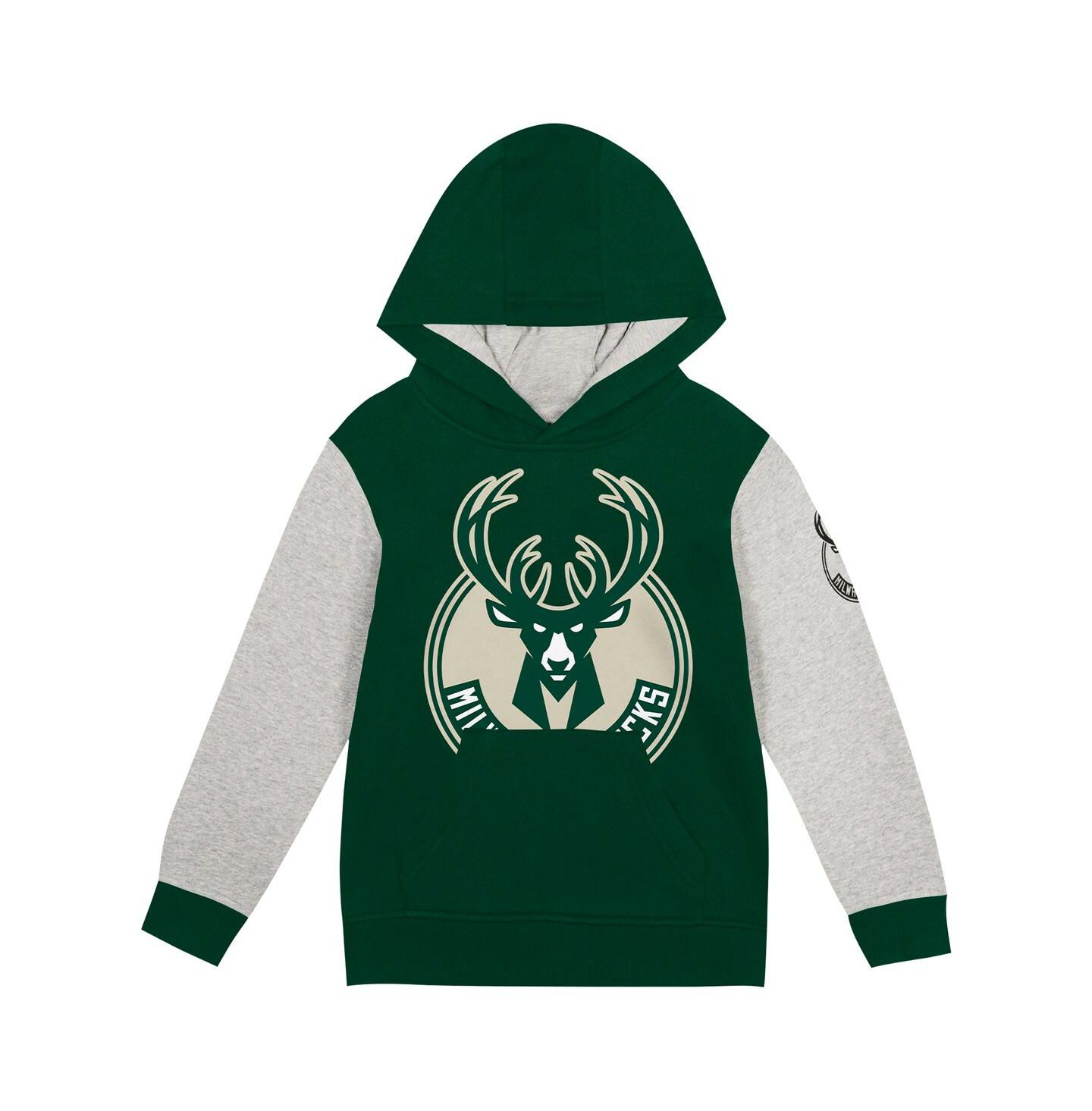 Худи Outerstuff Hunter Green Milwaukee Bucks Fair Catch Fleece Pullover для мальчиков-малышей — фото 3