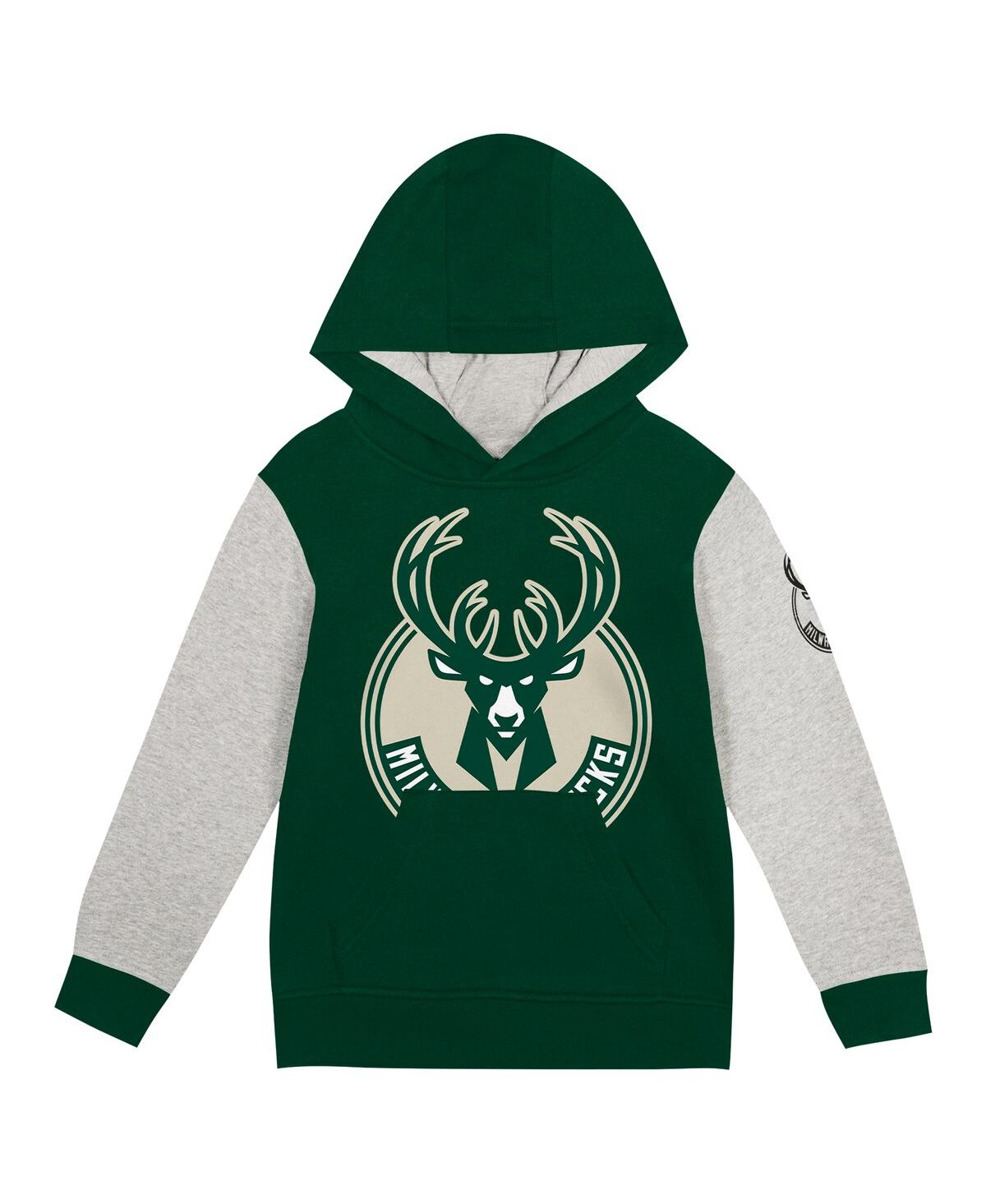 Outerstuff Toddler Hunter Green Milwaukee Bucks Fair Catchâ Fleece Pullover Hoodie In Green