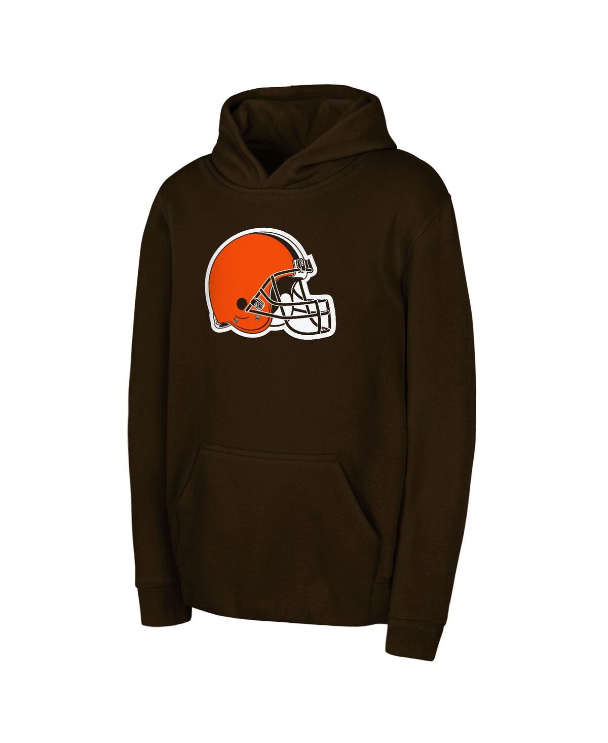 Outerstuff Kids' Big Boys And Girls Brown Cleveland Browns Team Logo Pullover Hoodie