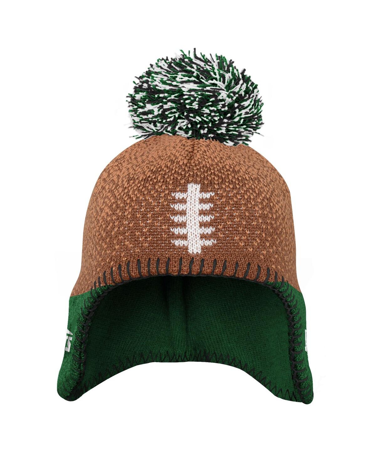 Outerstuff Baby Boys And Girls Brown New York Jets Football Head Knit With Pom Hat In Brown