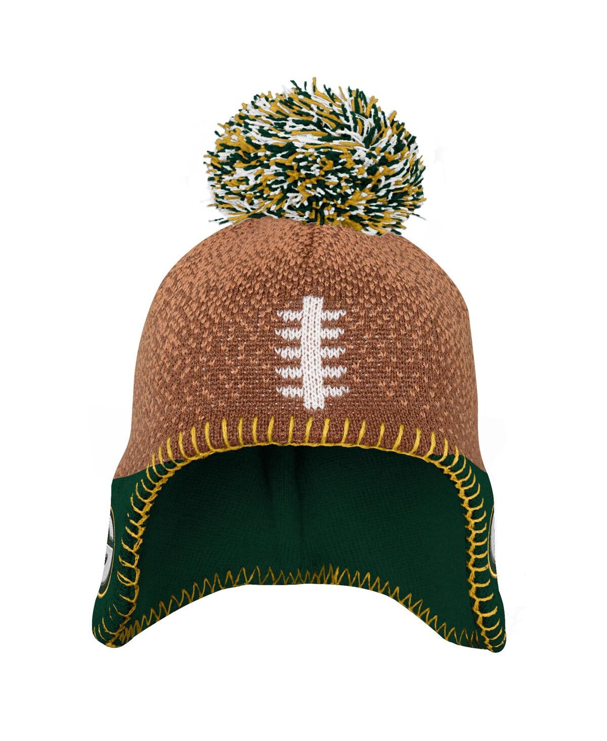 Outerstuff Preschool Brown Green Bay Packers Football Head With Pom Knit Hat In Brown