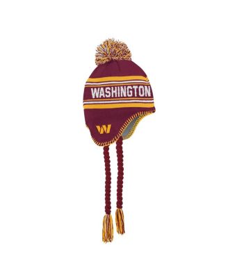Outerstuff - Big Boys and Girls Burgundy Washington Commanders Jacquard Tassel with Pom Knit Hat