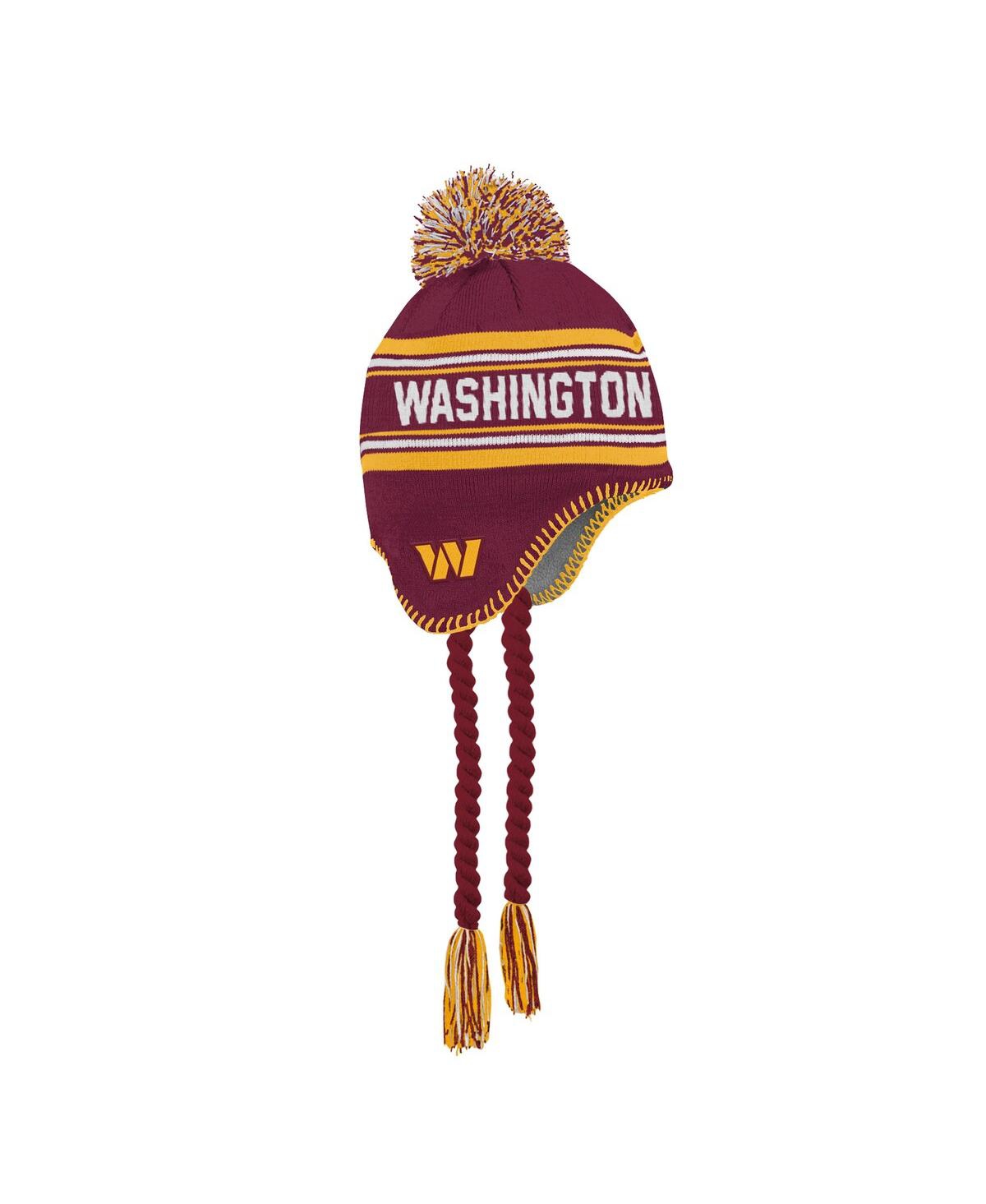 Outerstuff Big Boys And Girls Burgundy Washington Commanders Jacquard Tassel With Pom Knit Hat In Brown