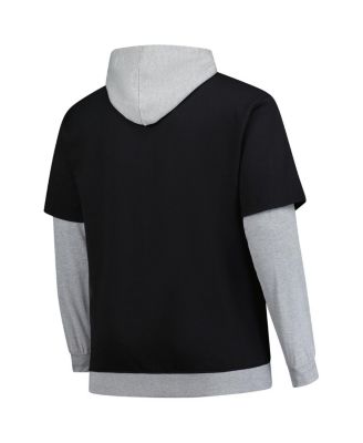 Men's Black/Heather Gray Pittsburgh Steelers Big Tall Twofer Pullover Hoodie