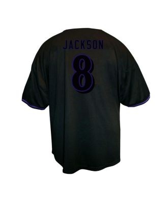 Men's Lamar Jackson Black Baltimore Ravens Big Tall Baseball Button-Up Shirt