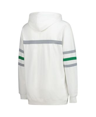 Women's White Philadelphia Eagles Plus Size Head Coach Throwback Pullover Hoodie