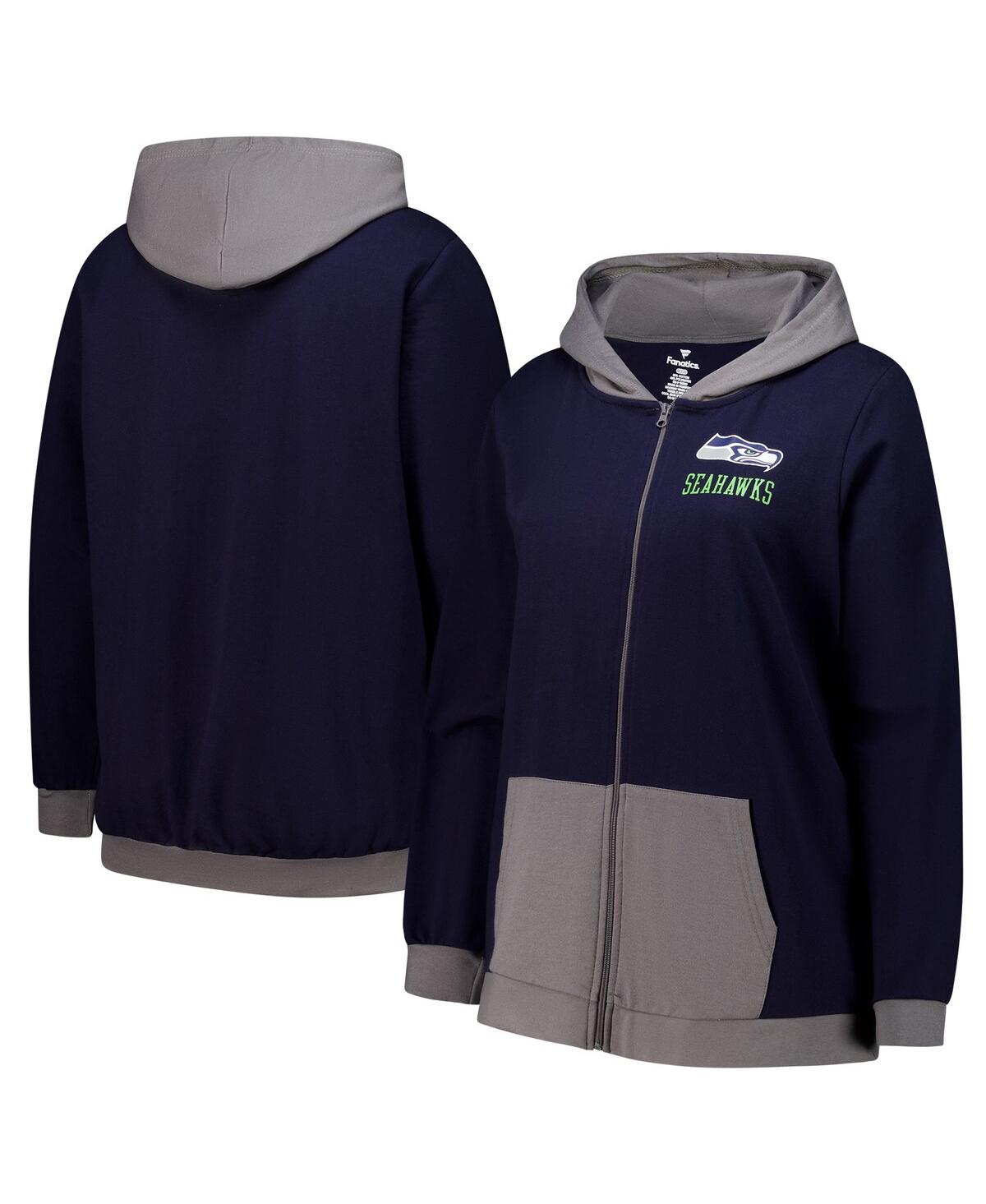 Fanatics Women's College Navy Seattle Seahawks Hit It Full-zip Hoodie In Blue