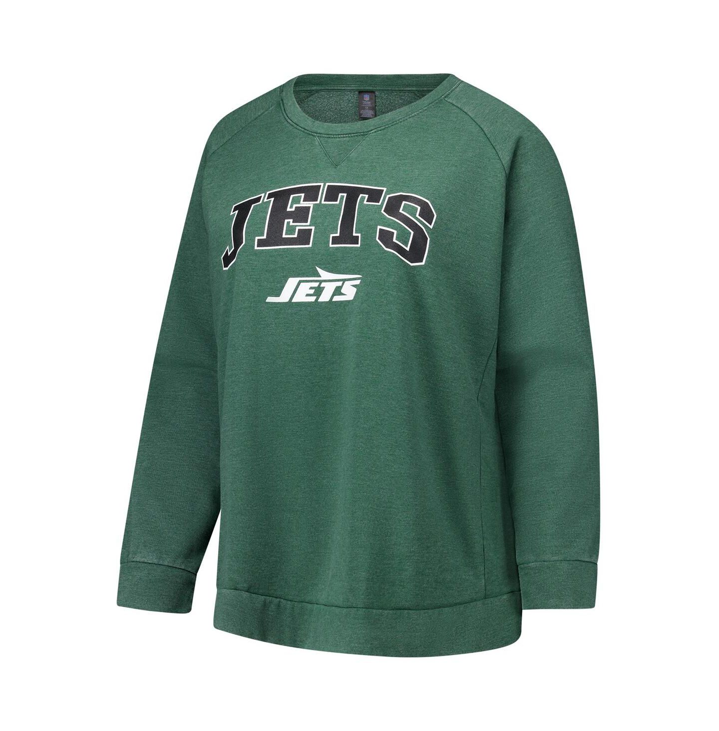Женская толстовка Profile Heather Green New York Jets Plus Size Acid Wash Raglan — фото 3