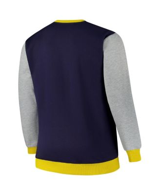 Men's Navy Michigan Wolverines Contrast Sleeve Large Chest Big Tall Pullover Sweatshirt