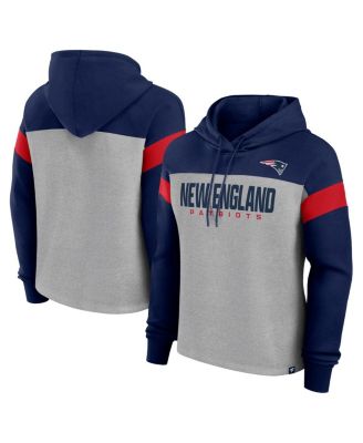 Fanatics - Women's Heather Gray/Navy New England Patriots Bold Play Call Pullover Hoodie