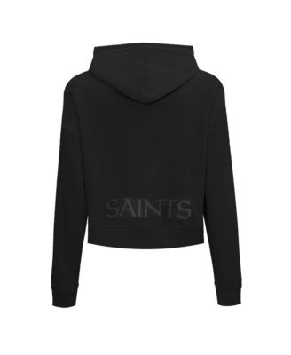Women's Black New Orleans Saints Jeweled Cropped Pullover Hoodie