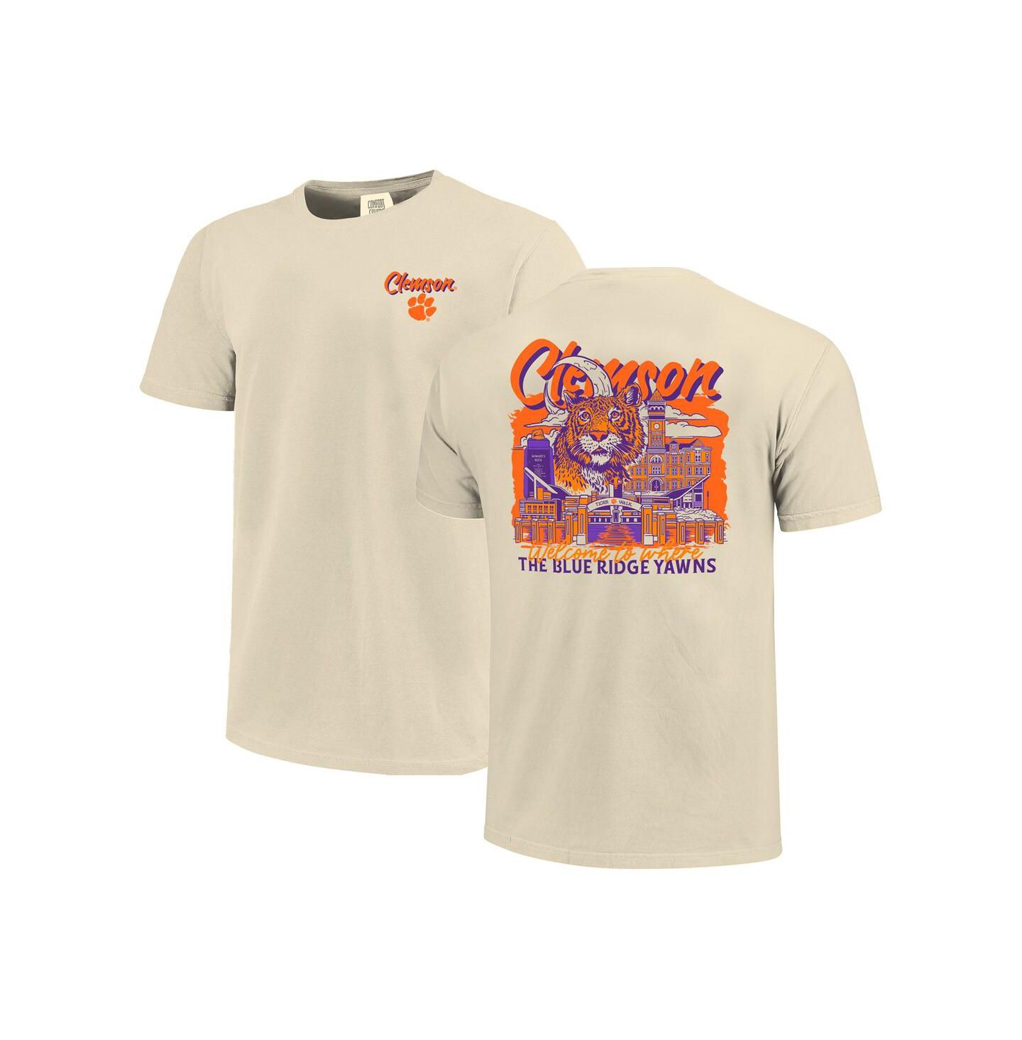 Мужская футболка Image One Natural Clemson Tigers Comfort Colors Hand-Drawn Campus Stack — фото 1