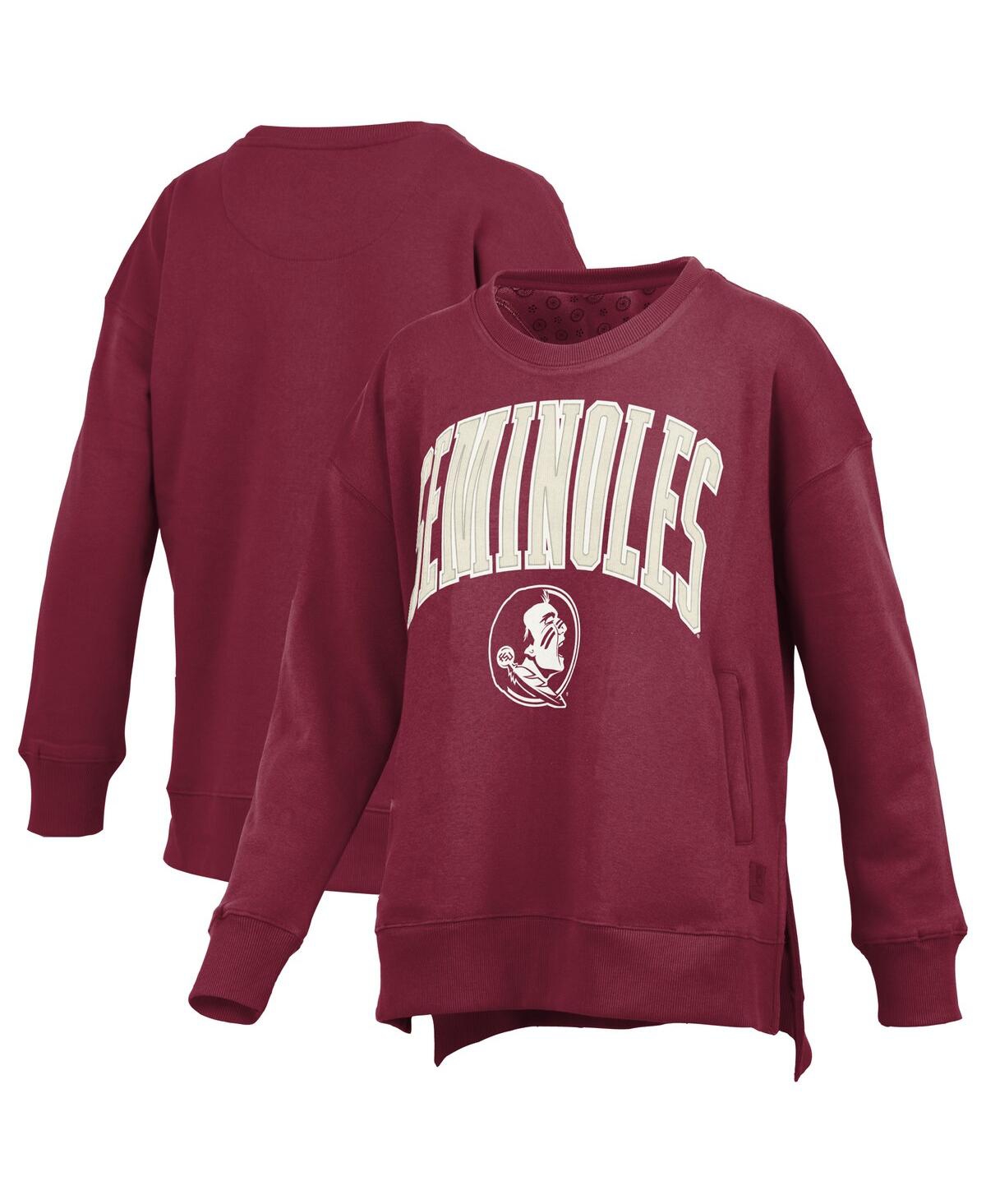 Pressbox Women's Garnet Florida State Seminoles Pocketed Arch Pullover Sweatshirt In Brown