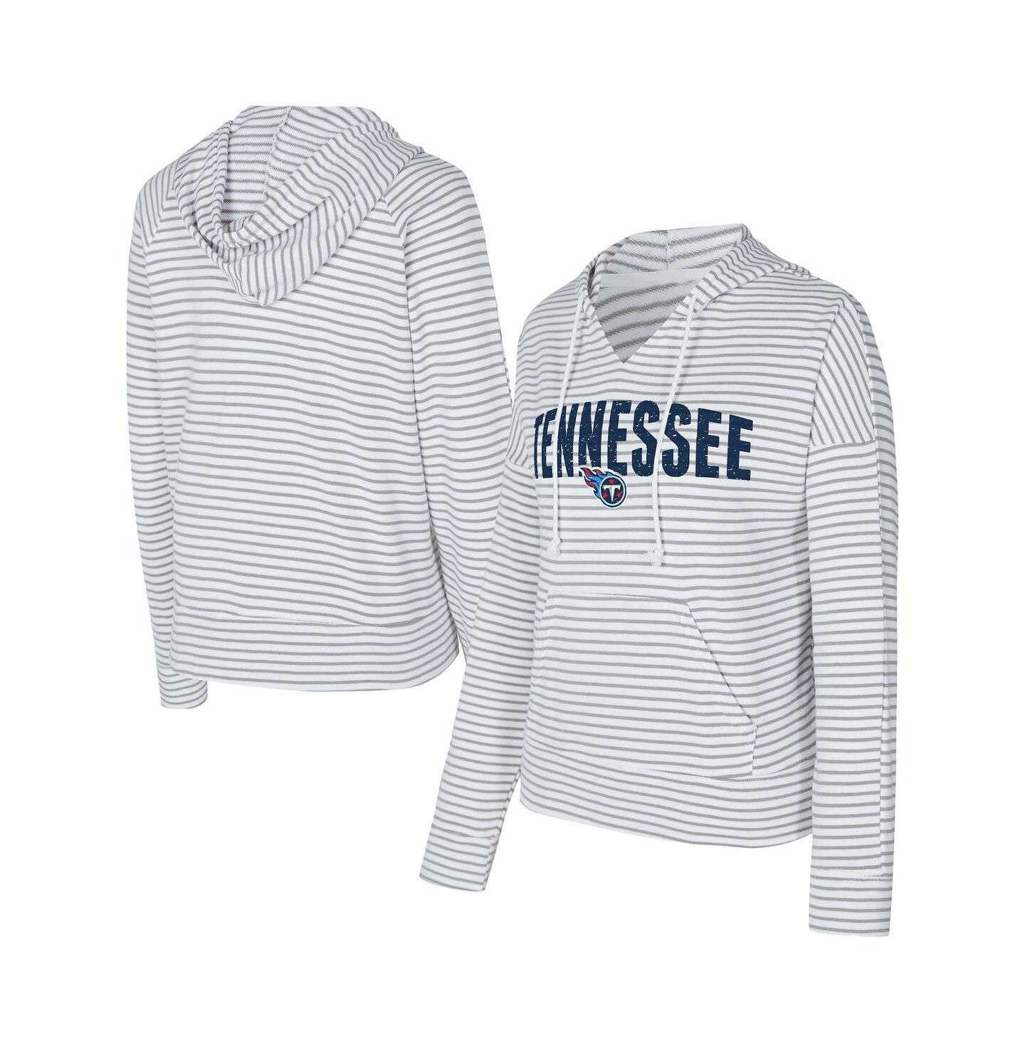 Женское худи Concepts Sport White/Gray Tennessee Titans Liftoff Striped V-Neck — фото 1