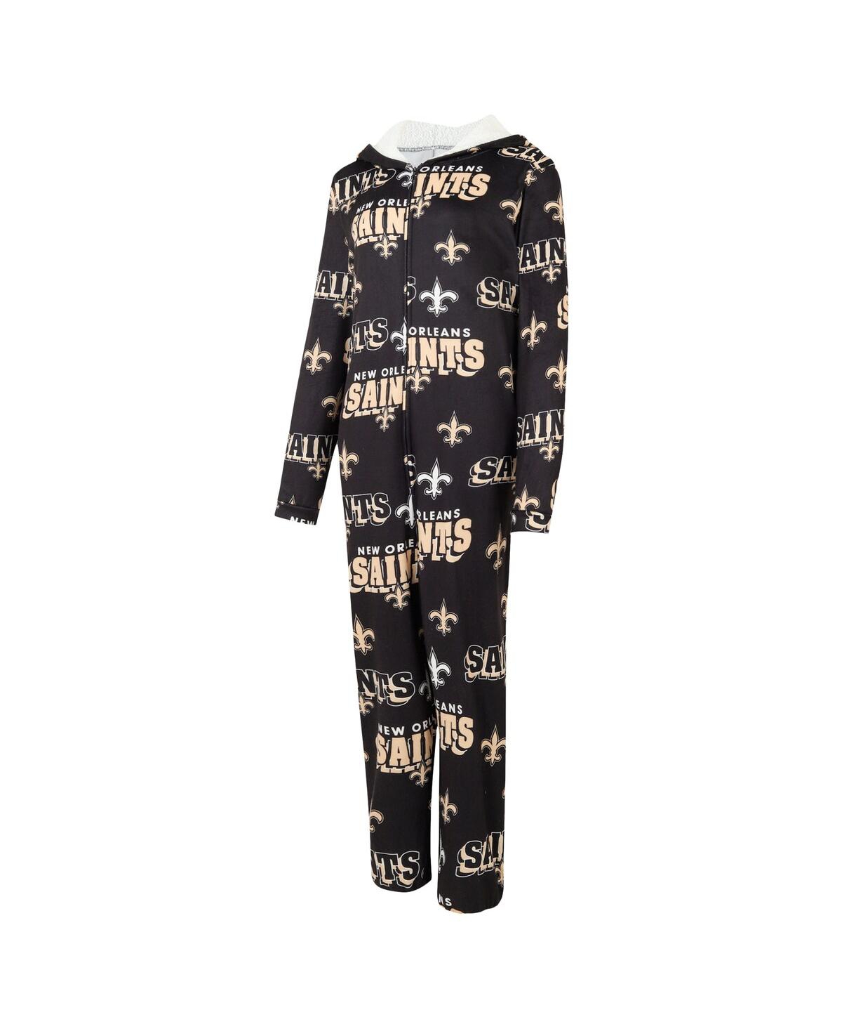 Concepts Sport Women's Black New Orleans Saints Roadway Allover Print Microfleece Full-zip Union Suit In Black