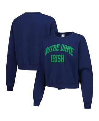 ZooZatz - Women's Navy Notre Dame Fighting Irish Chenille Cropped Sweatshirt