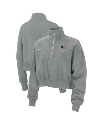 Nike - Women's Gray Team USA Phoenix Fleece Half-Zip Sweatshirt