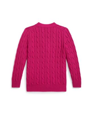 Girls' 2T-6X Cable V-Neck Cardigan