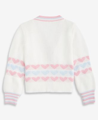Girls 7-16 Long-Sleeve Button-Front Heart Cardigan  