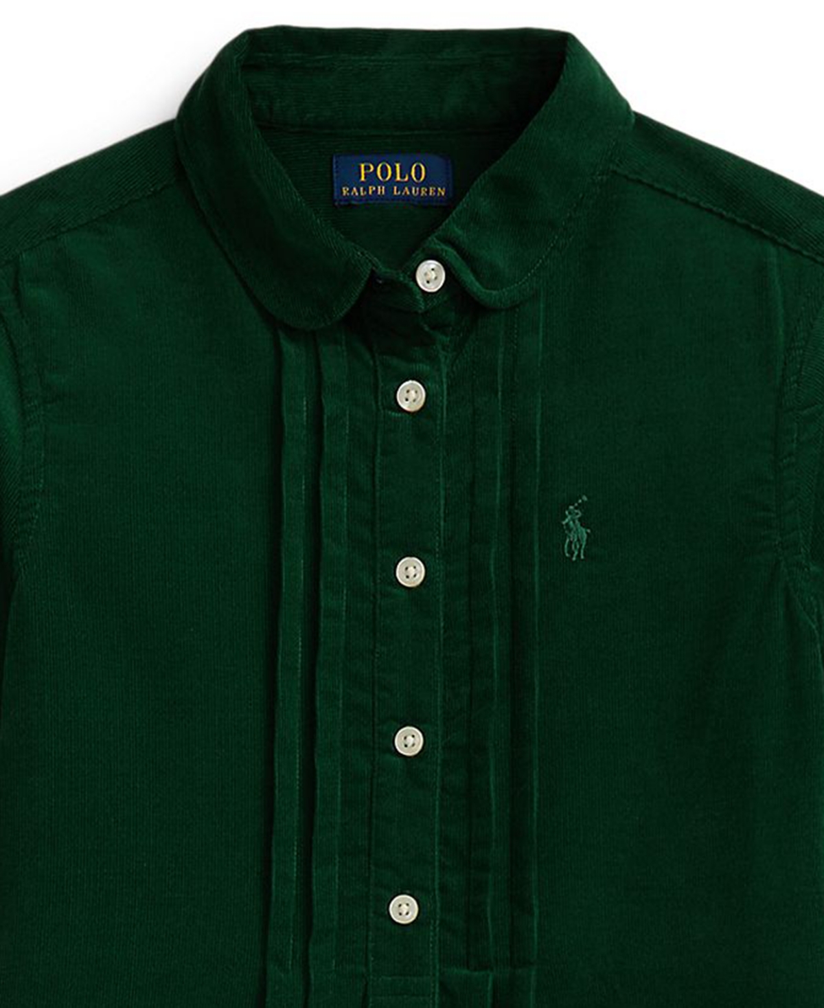 Polo Ralph Lauren Girls 7-16 Pintucked Long Sleeves Corduroy Dress