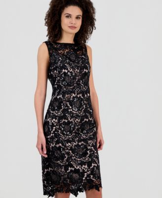 Women's Sequined Lace Boat-Neck Dress