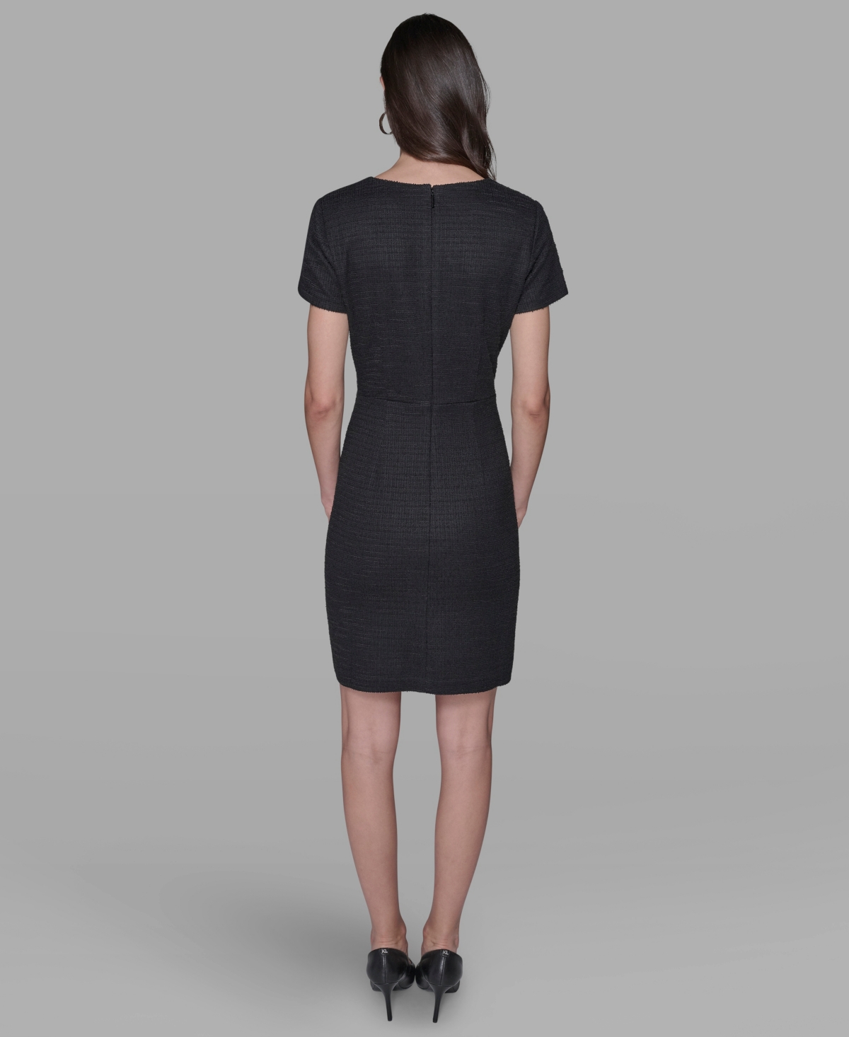 Karl Lagerfeld Women's Embellished Knit Tweed A-line Dress In Black