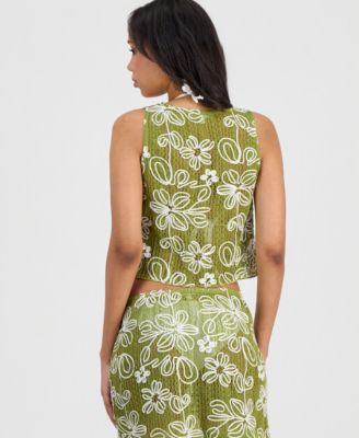 Juniors' Tie-Front Floral Cover-Up Vest, Macy's Exclusive