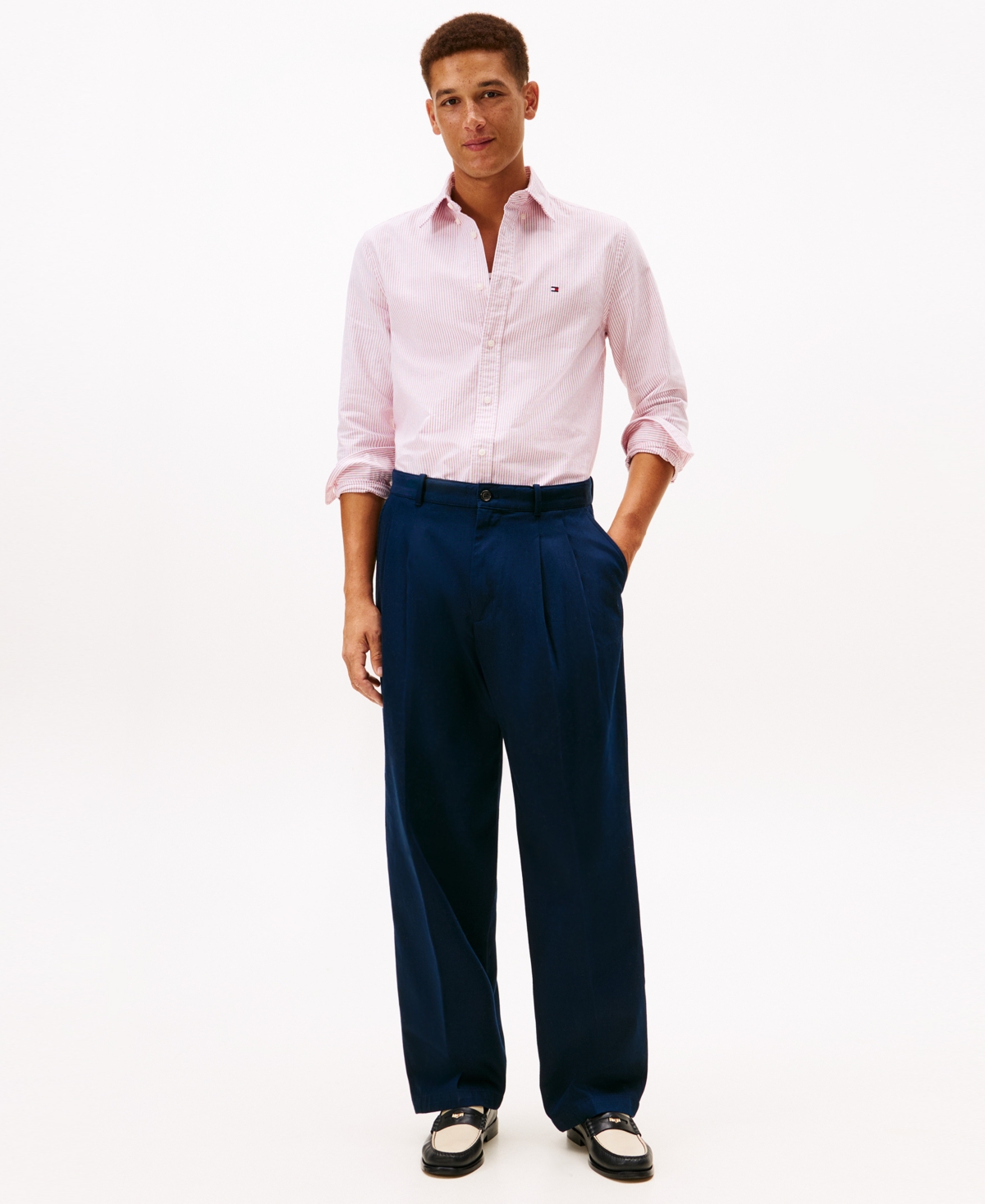 Tommy Hilfiger Men's Regular-fit Striped Heritage Oxford Long-sleeve Shirt In Pink