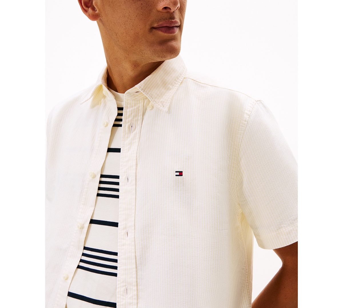 Tommy Hilfiger Men's Heritage Oxford Short Sleeve Shirt In White