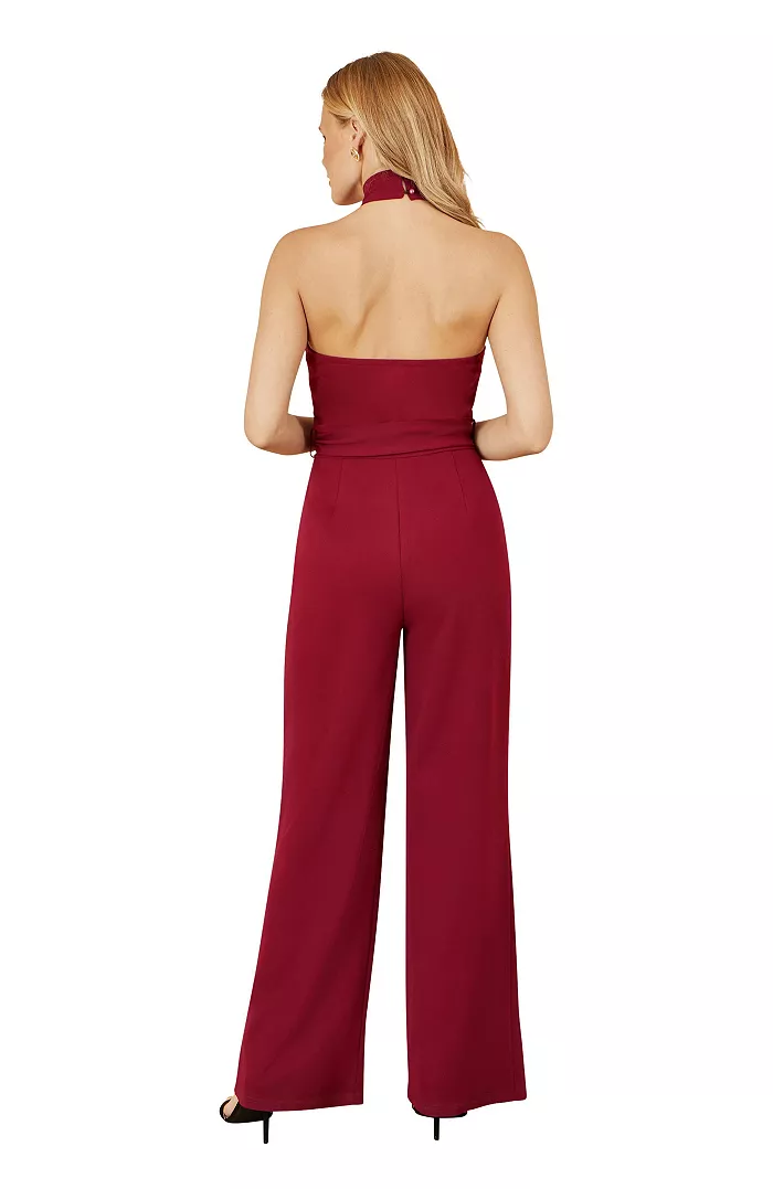 Women's Cross Over Halter Neck Jumpsuit - thumbnail 5