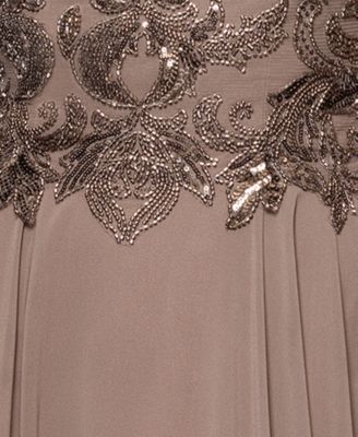 Petite Beaded Mesh Long Dress